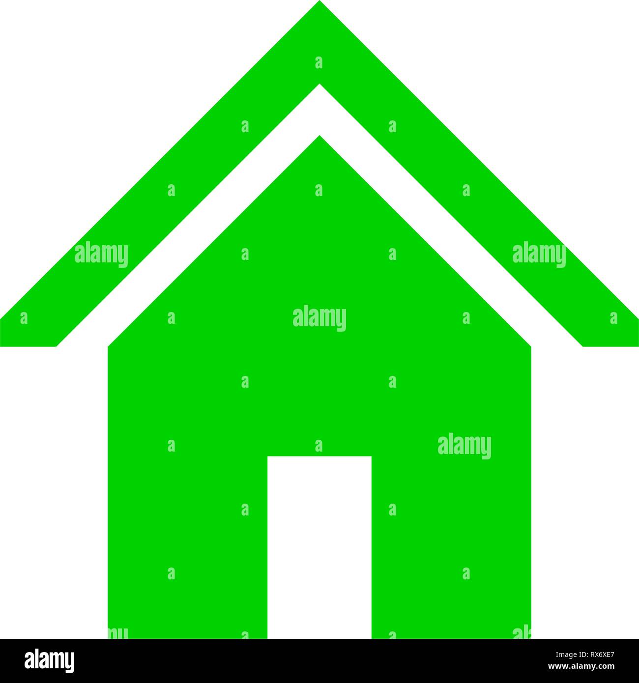 Symbole accueil icône - green simple, isolée - vector illustration Illustration de Vecteur