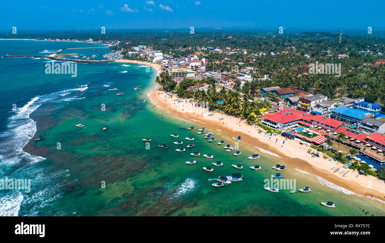 Vue Aérienne Plage Dhikkaduwa Le Sri Lanka Banque D