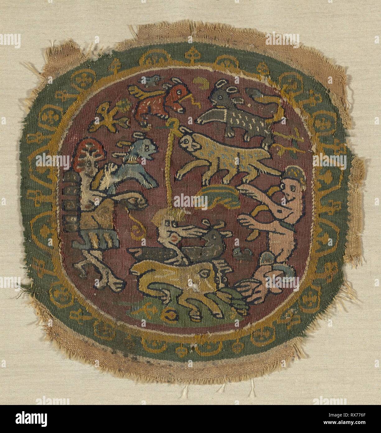 Fragment. L'Égypte copte ;. Date : AD-800 501 AD. Dimensions : 22,9 × 22,9 cm (9 x 9 in.). Lin et laine, tissage de la tapisserie. Origine : Egypte. Musée : le Chicago Art Institute. Auteur : Egypte Antique. Banque D'Images