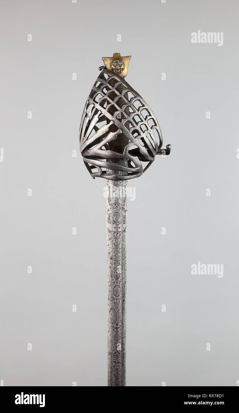 Basket-Hilted Schiavona (sabre). L'italien, Venise. Date : 1690-1710. Dimensions : 110,8 cm ensemble L. (43 5/8 in.) 95,2 cm lame L. (37 1/2 in.) largeur au maximum : 3,5 cm (1 3/8 in.) WT. 2 lb. 12 oz. L'acier et le bronze. Origine : Venise. Musée : le Chicago Art Institute. Banque D'Images