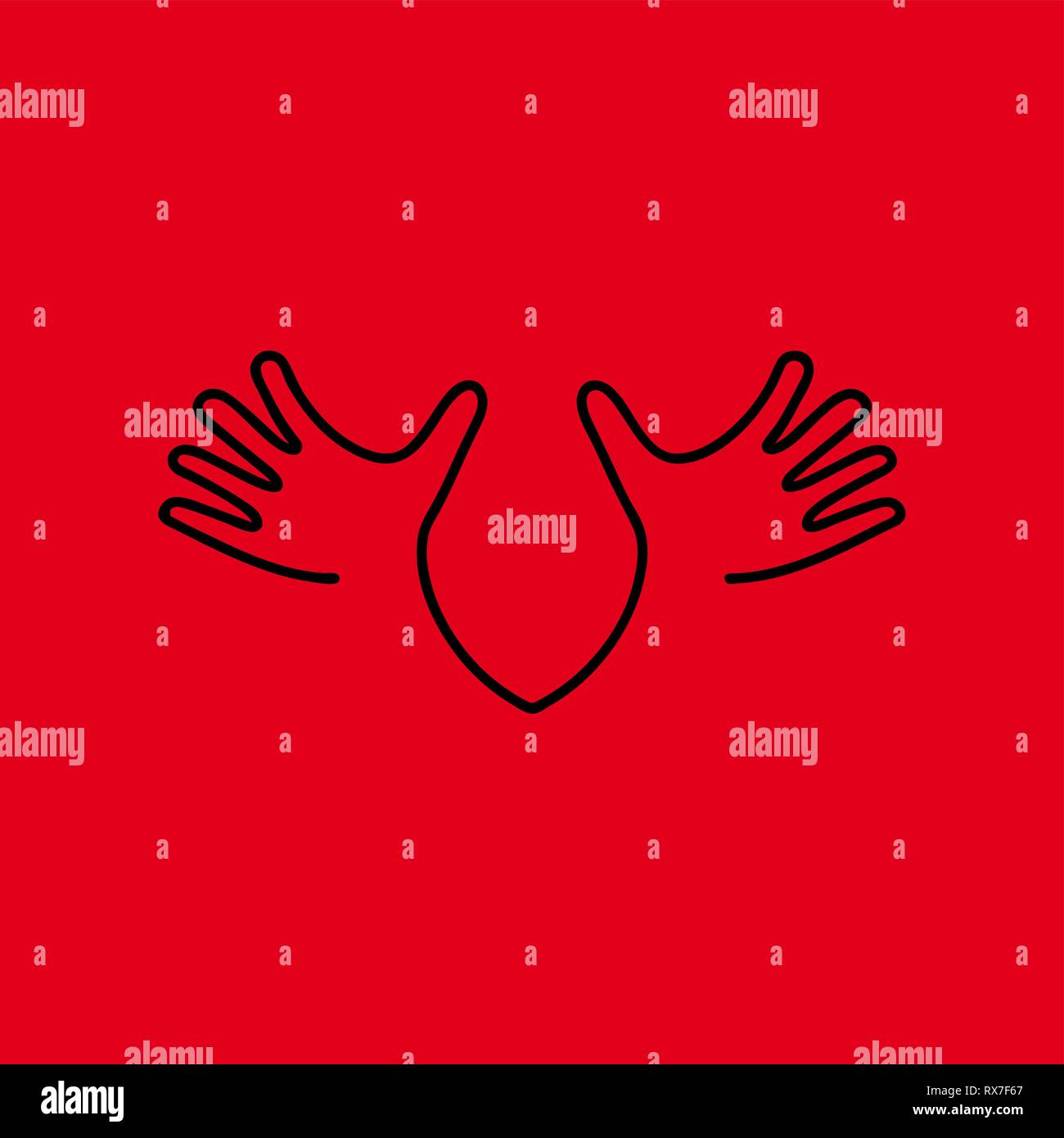 Signe vecteur résumé mains ouvertes, dans un style linéaire Illustration de Vecteur