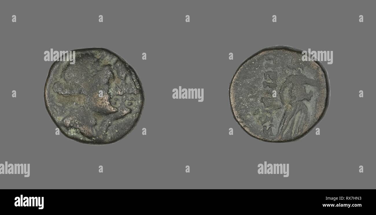 Médaille représentant le dieu Apollon et la déesse Artémis. Le grec. Date : 200 BC BC-1. Dimensions : diam. 1,7 cm ; 4,48 g. Le bronze. Origine : Grèce antique. Musée : le Chicago Art Institute. Banque D'Images