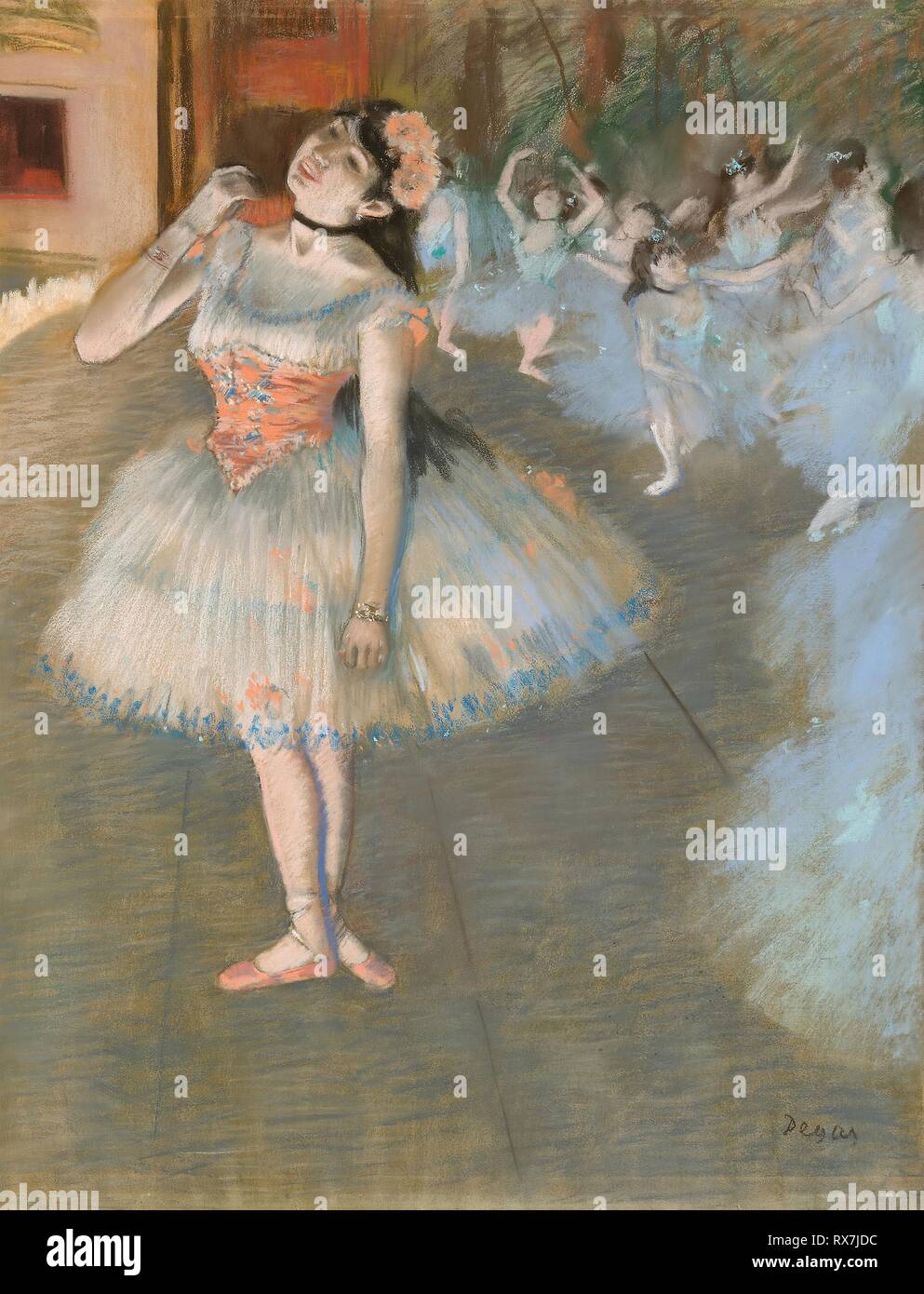 L'étoile. Edgar Degas ; français, 1834-1917. Date : 1879-1881. Dimensions : 733 × 574 mm. Pastel sur vélin crème, edge monté à bord. Origine : France. Musée : le Chicago Art Institute. Auteur : Hilaire Germain Edgar Degas. Banque D'Images