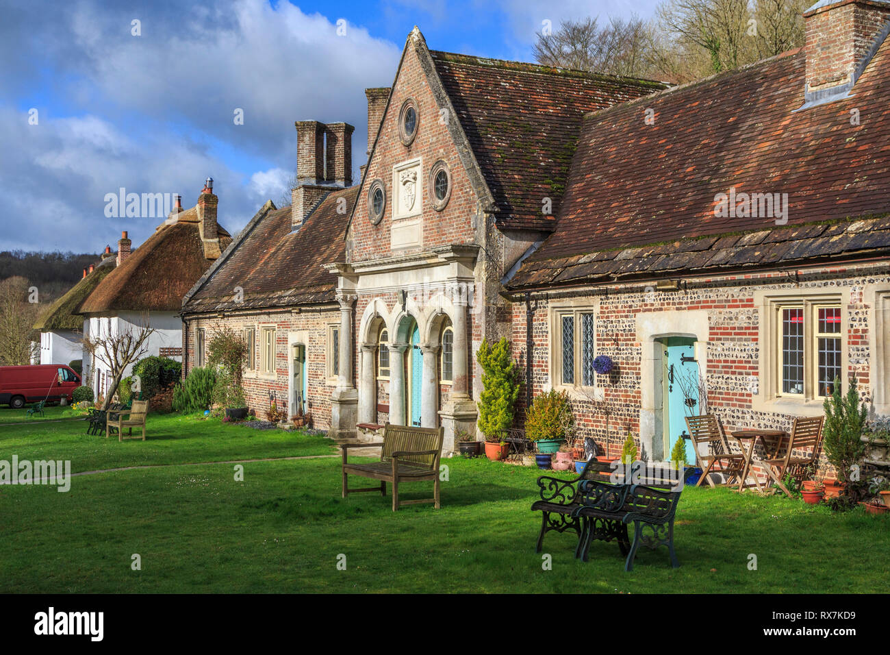 Milton Abbas, village pittoresque, dorset, England, UK Banque D'Images