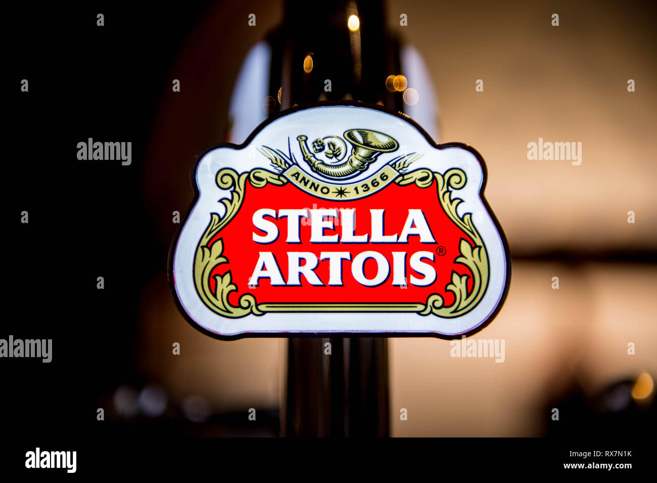 Vendredi 08 mars 2019 les produits AB inBev - Stella Artois Banque D'Images