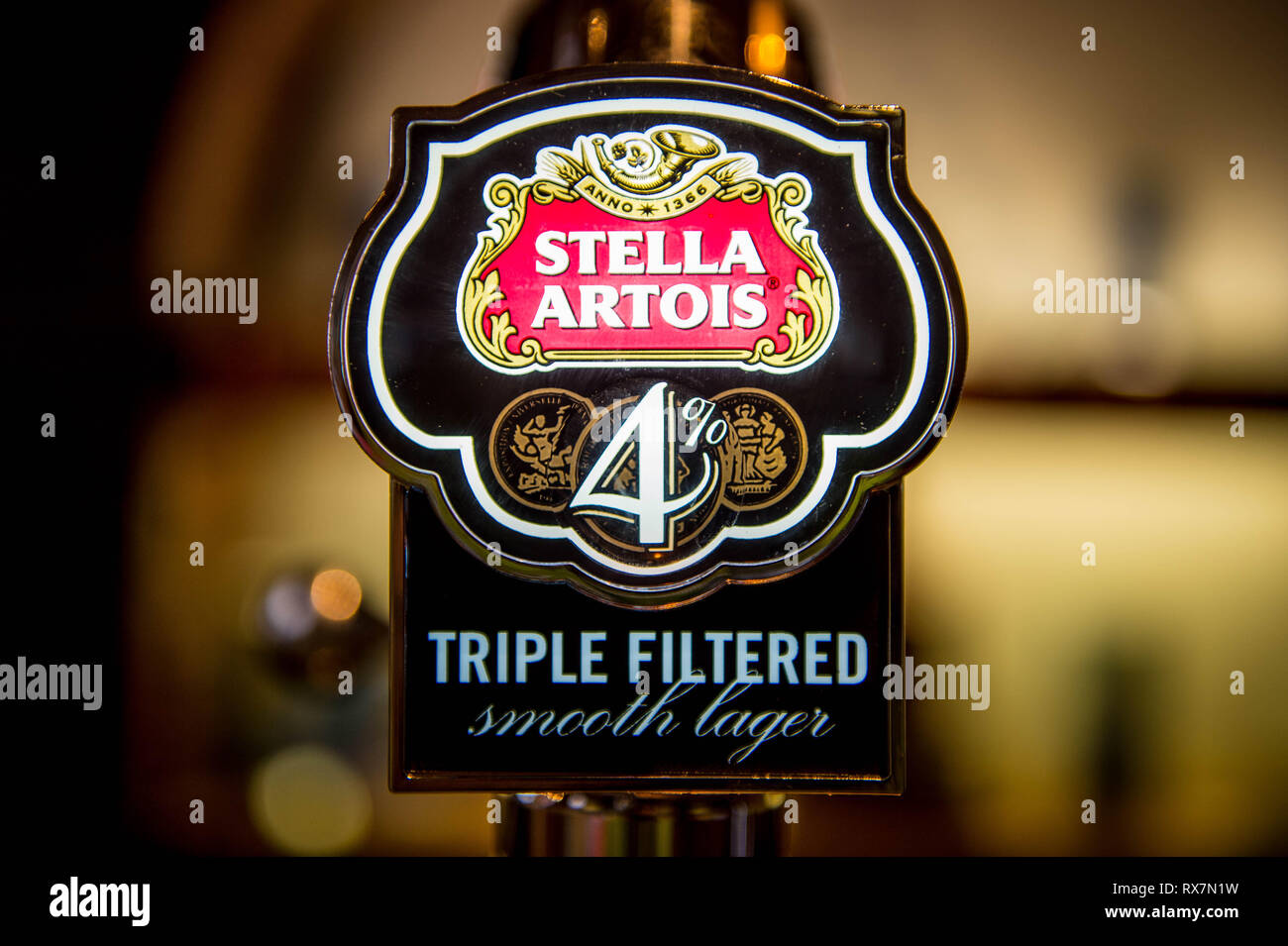 Vendredi 08 mars 2019 les produits AB inBev - Stella Artois Tripple filtered Banque D'Images