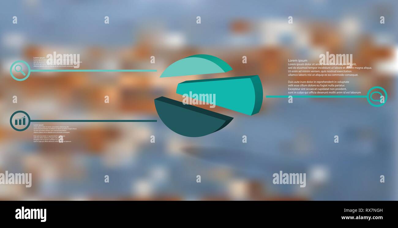 Illustration infographie 3D modèle avec cercle en relief répartis au hasard à trois pièces décalées Illustration de Vecteur