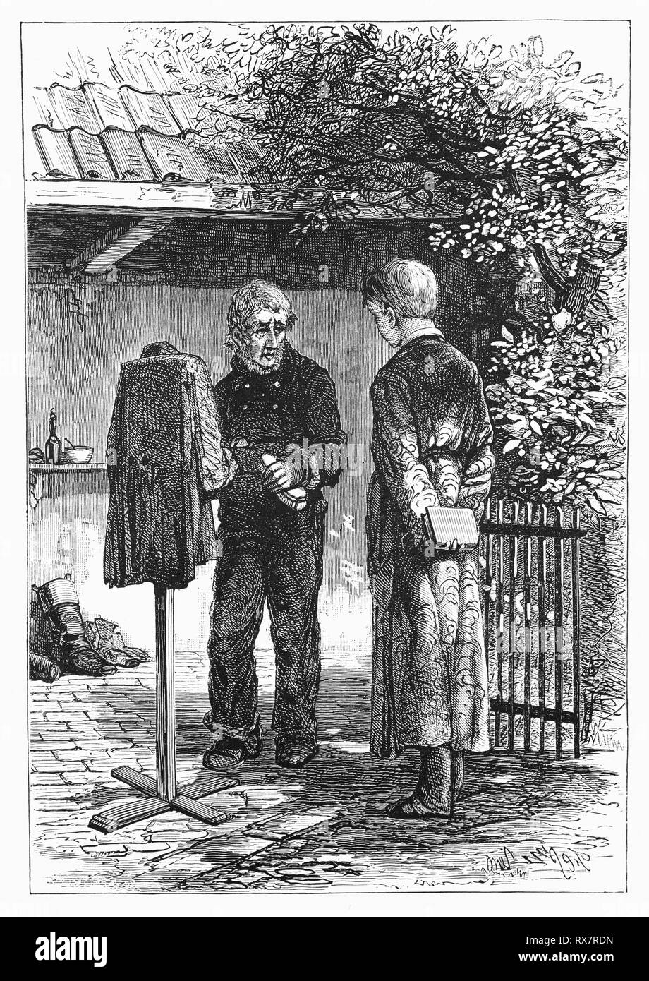 Keesje, le diacre Chambre Homme dit à sa triste histoire d'Hildebrand. À partir de la 19e siècle Camera Obscura, une collection d'humour néerlandais-réalistes d'essais, de récits et les croquis dans lequel Hildebrand, l'auteur, prend un regard ironique sur le comportement de la "bien-to-do', les trouvant bourgeois et sans un mot pour eux. Banque D'Images