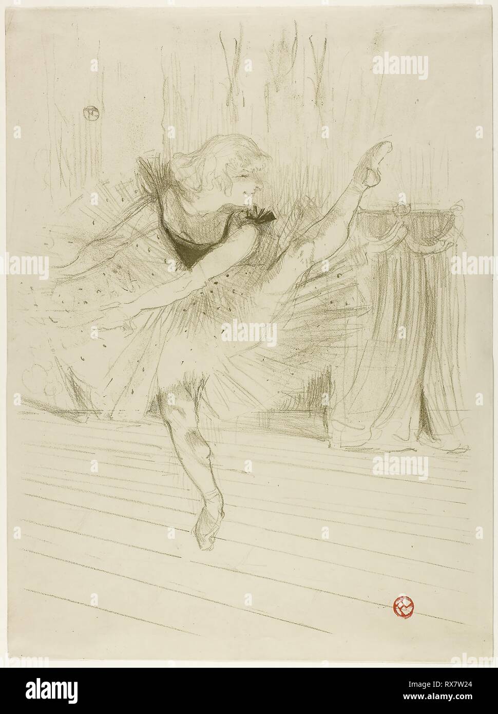 Mme Ida Heath, danseuse anglaise. Henri de Toulouse-Lautrec ; français, 1864-1901. Date : 1894. Dimensions : 355 × 261 mm (image) ; 377 × 280 mm (feuille). Lithographie en couleur sur vélin crème. Origine : France. Musée : le Chicago Art Institute. Banque D'Images