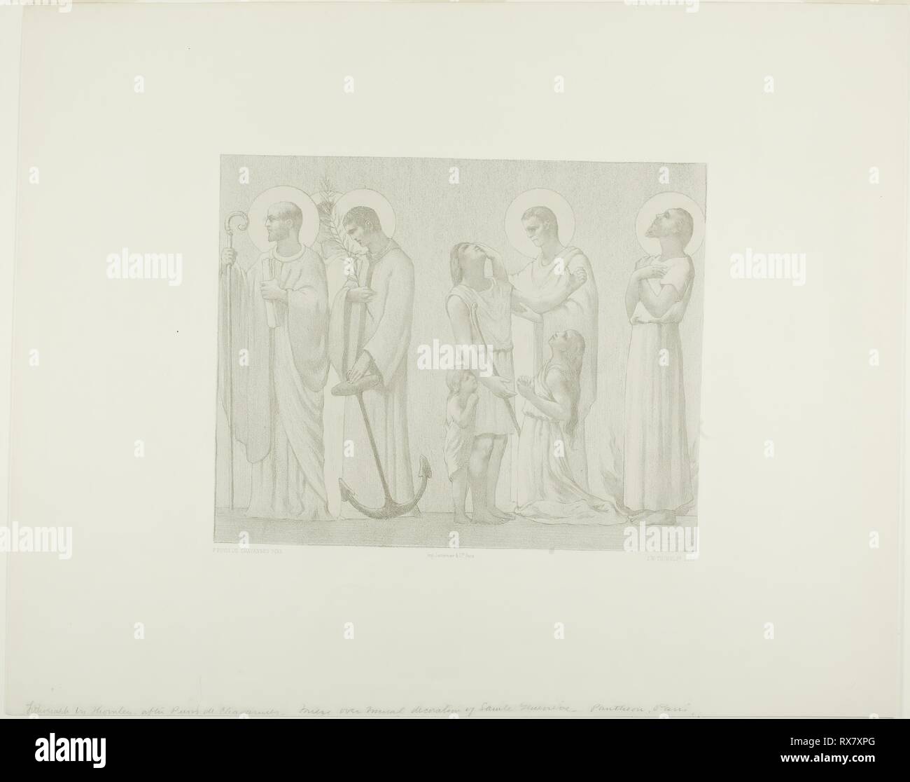 Saints légendaires de France (Frise) centre. Georges-William Thornley (Français, 1857-1935) ; d'après Pierre Puvis de Chavannes (Français, 1824-1898). Date : 1883-1893. Dimensions : 241 × 303 mm (image) ; 444 × 553 mm (feuille). Lithographie sur papier. Origine : France. Musée : le Chicago Art Institute. Banque D'Images