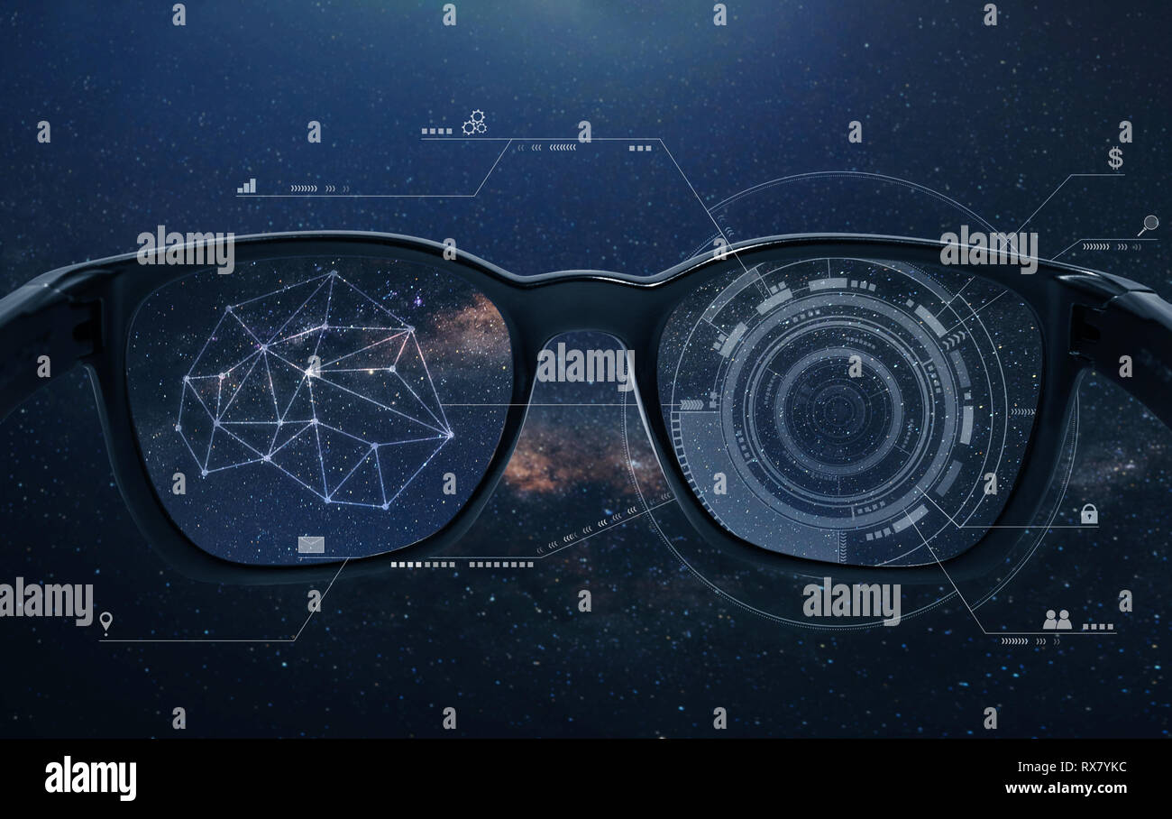 Lunettes intelligentes, VR réalité virtuelle, et la technologie de la réalité augmentée AR Banque D'Images