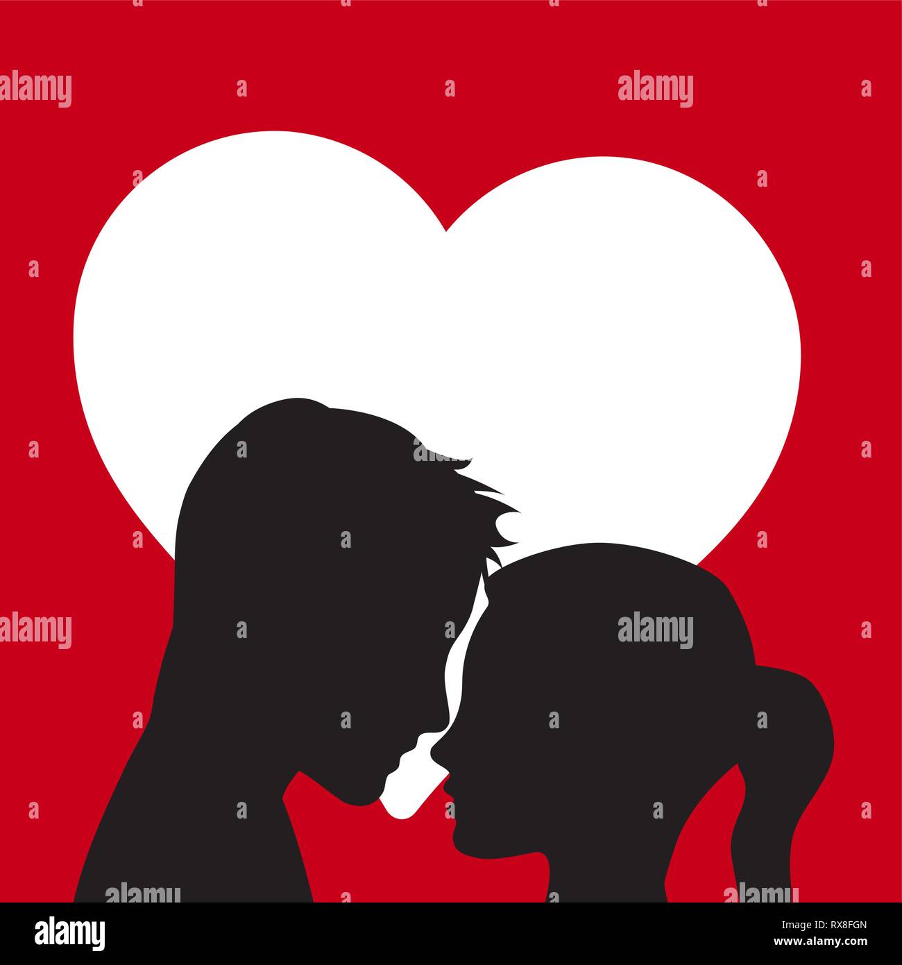 Logo Vector lovers. Silhouette de l'homme et la femme avec coeur Illustration de Vecteur