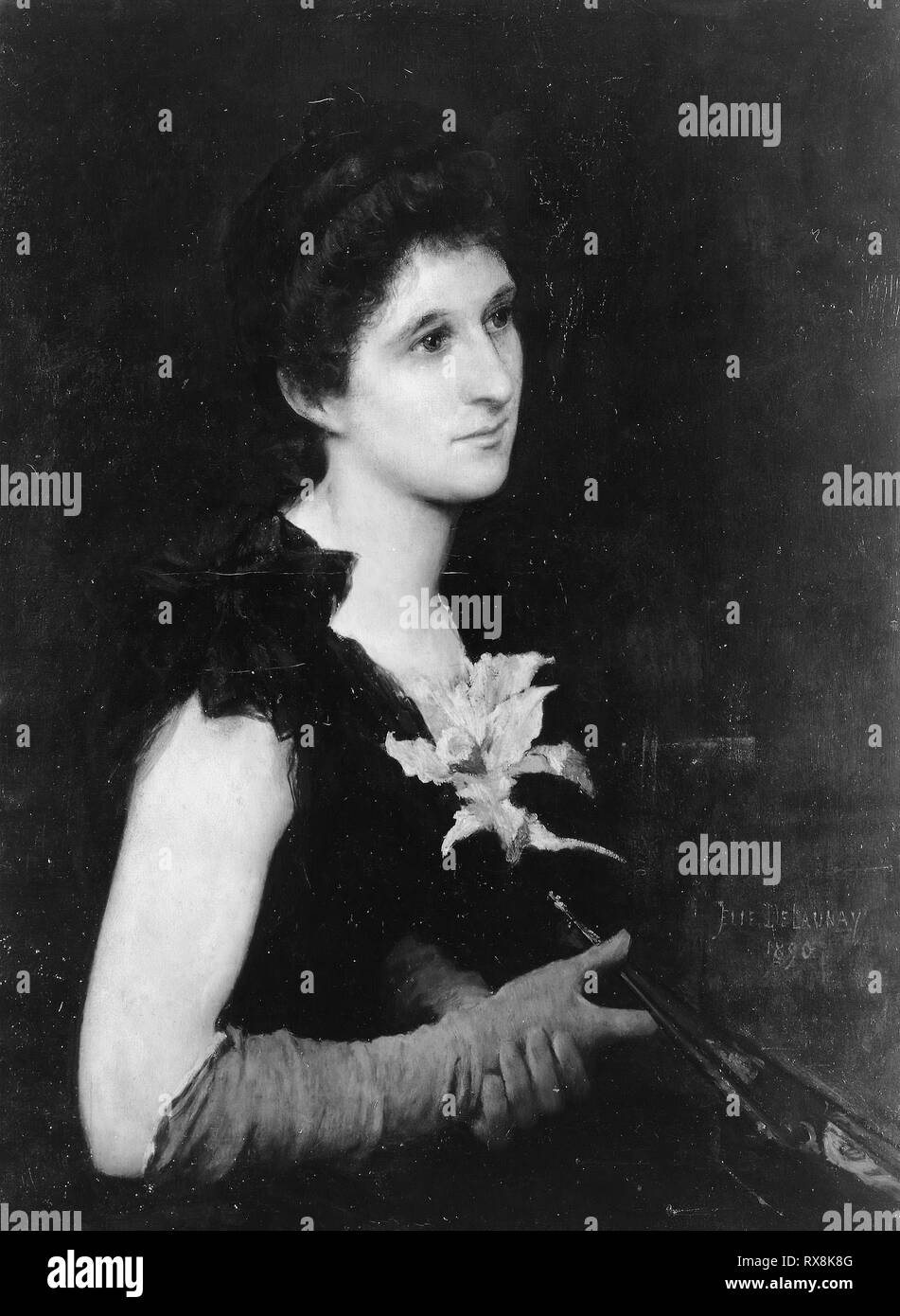 Portrait de madame Charles L. Hutchinson. Jules-Élie Delaunay ; français, 1828-1891. Date : 1890. Dimensions : 78,9 × 60 cm. (31 1/16 × 23 5/8 in.). Huile sur toile. Origine : France. Musée : le Chicago Art Institute. Banque D'Images