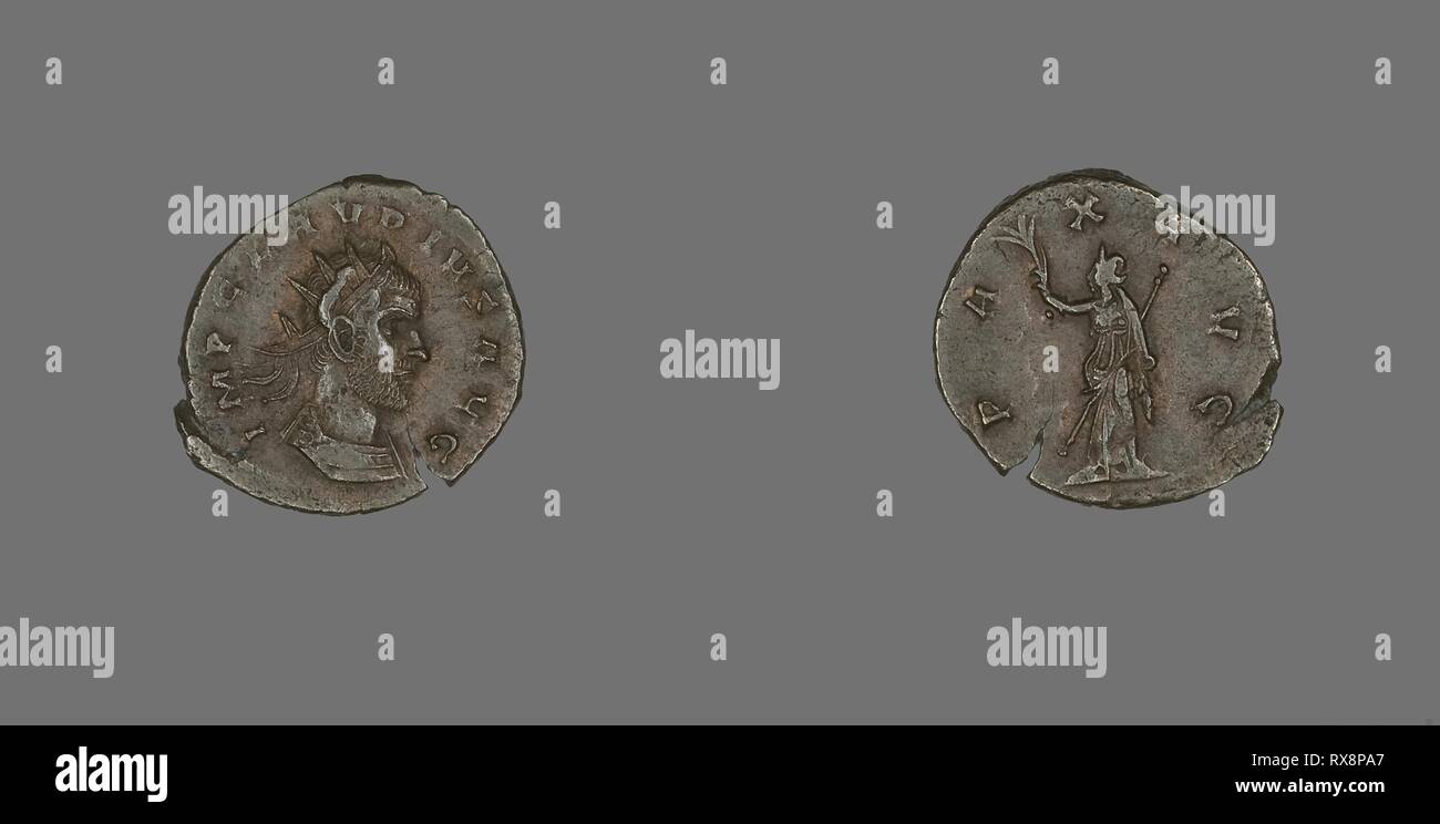 Médaille représentant l'empereur Claudius Gothicus. Roman. Date : 268 AD AD-270. Dimensions : diam. 2,1 cm ; 2,67 g. Le bronze. Origine : Empire romain. Musée : le Chicago Art Institute. Auteur : romain antique. Banque D'Images