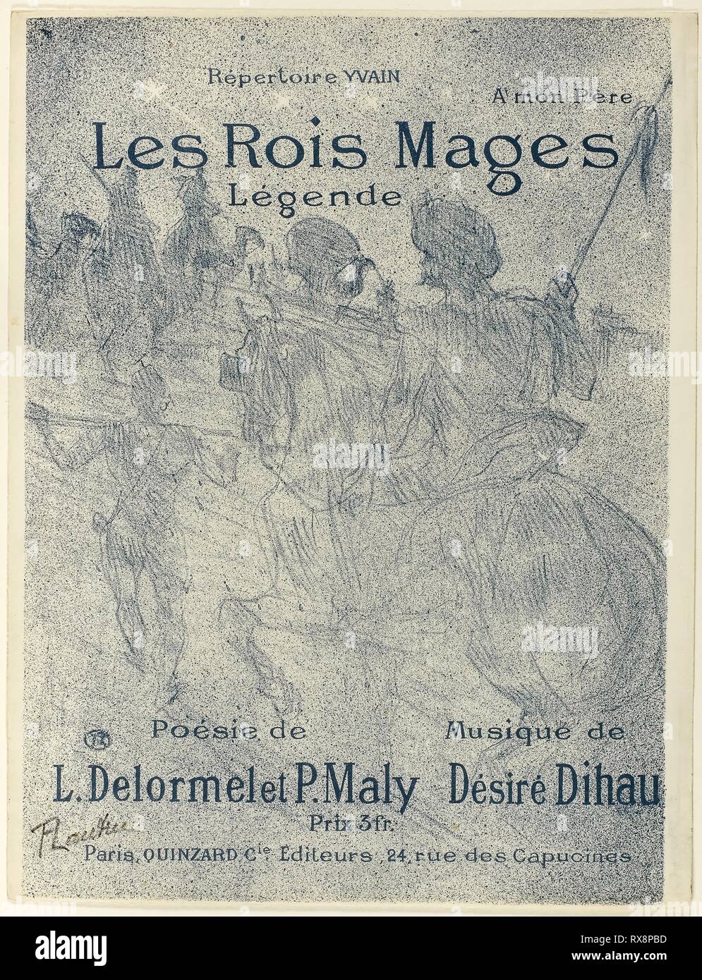 Les trois sages. Henri de Toulouse-Lautrec ; français, 1864-1901. Date : 1895. Dimensions : 349 x 254 mm (image) ; 352 x 270 mm (feuille). Lithographie en couleur sur vélin crème. Origine : France. Musée : le Chicago Art Institute. Banque D'Images