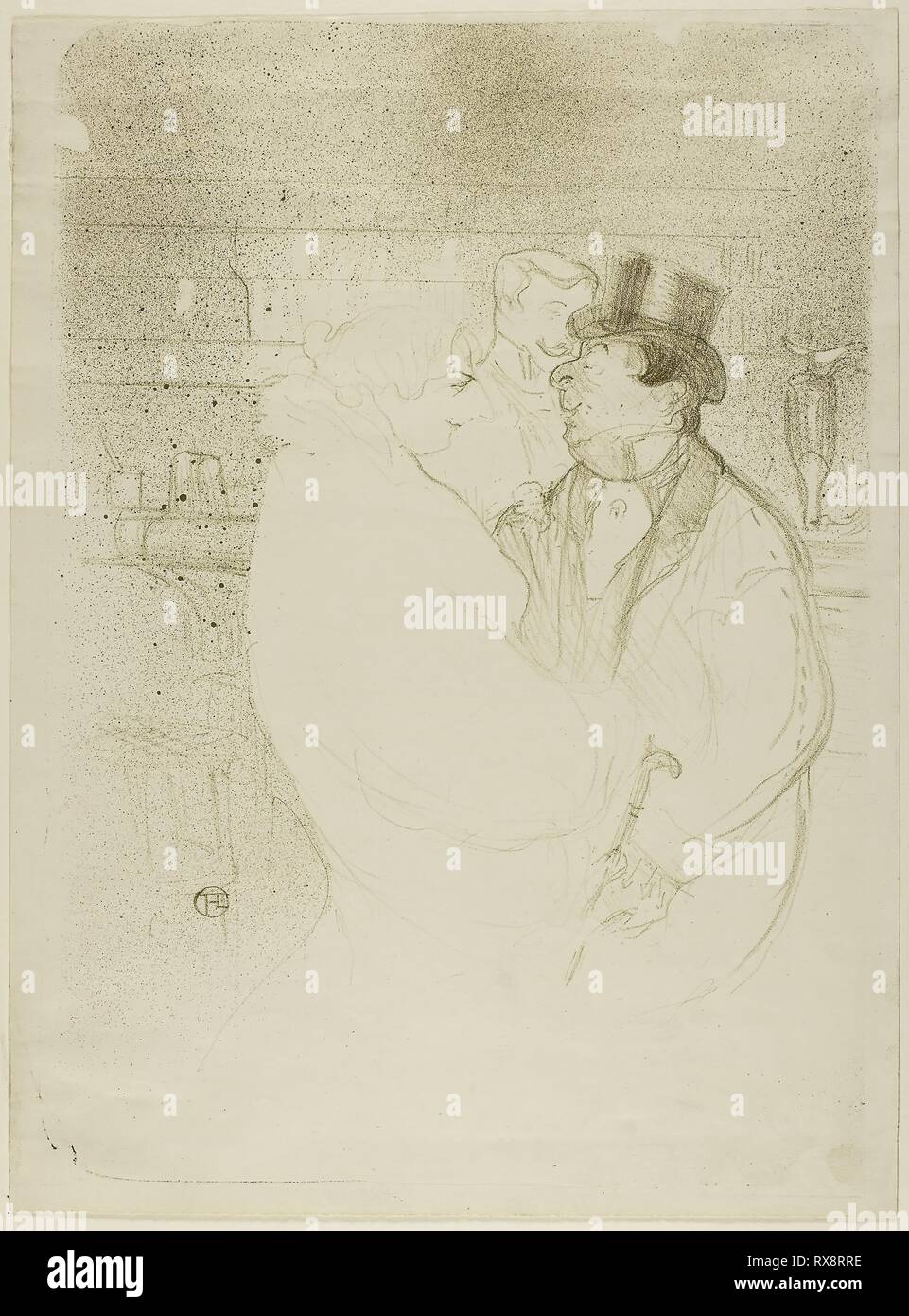 Ida Heath au bar. Henri de Toulouse-Lautrec ; français, 1864-1901. Date : 1894. Dimensions : 366 × 260 mm (image) ; 380 × 281 mm (feuille). Lithographie couleur sur papier vélin ivoire. Origine : France. Musée : le Chicago Art Institute. Banque D'Images