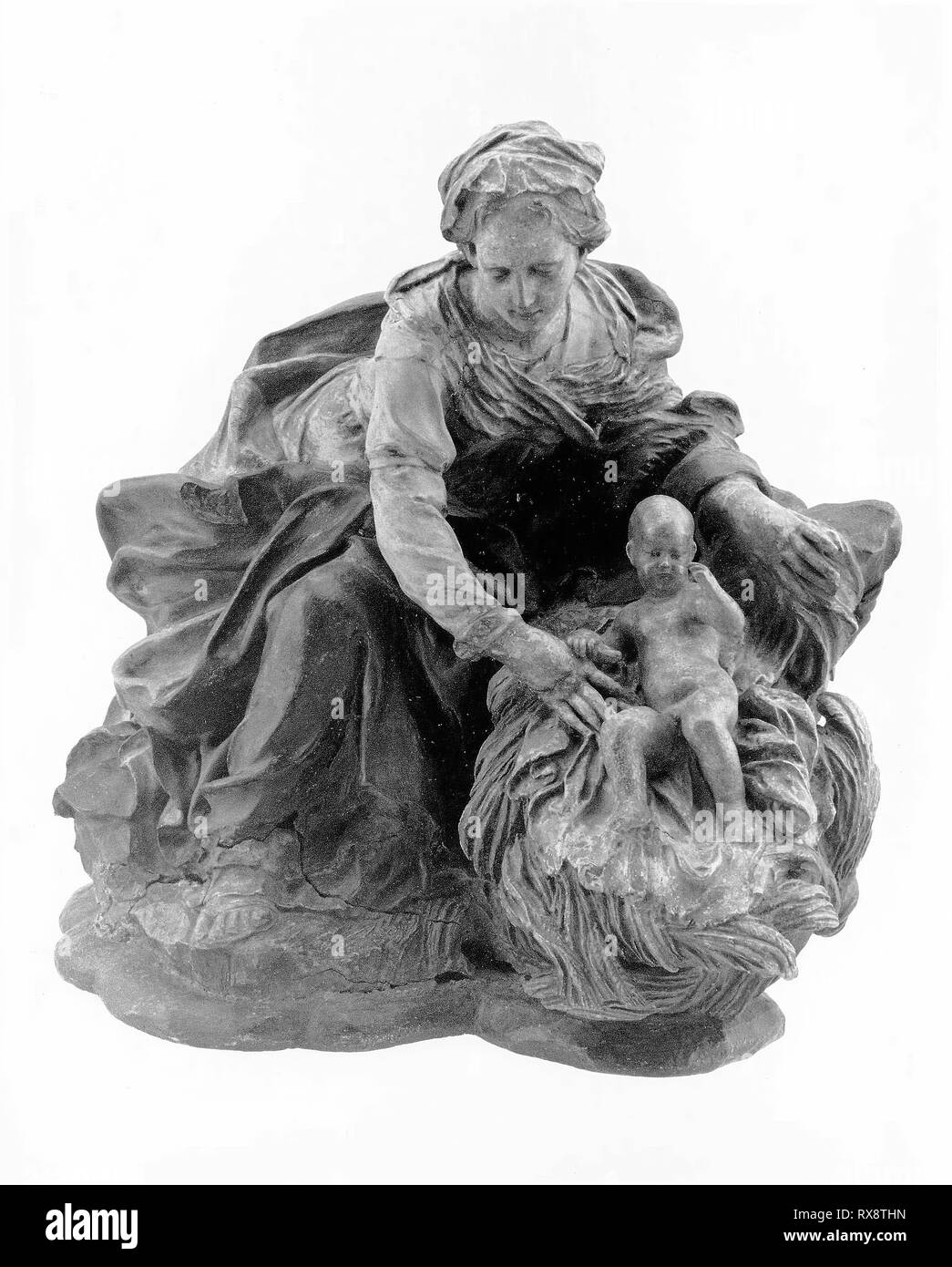 La Sainte Famille. Giovanni Giuseppe Mazza, l'Italien, 1653--1741. Date : 1685-1695. Dimensions : 42,9 x 44,5 x 27,9 cm (16 7/8 x 17 1/2 x 11 in.). Terre cuite peinte. Origine : Italie. Musée : le Chicago Art Institute. Banque D'Images
