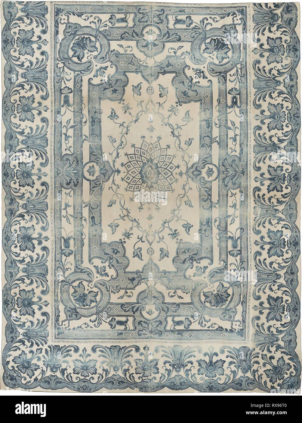 De Bord. Design dans le style de Daniel Marot I (français, 1661-1752) ou Jean Bérain I (français, 1640-1711), de l'Inde, pour le marché européen. Date : 1675-1725. Dimensions : 179,2 x 137,4 cm (70 1/2 x 54 1/8 in.). Le coton, tissage ordinaire ; résister à l'imprimé et peint. Origine : Inde. Musée : le Chicago Art Institute. Auteur : l'ancien style de Daniel Marot. Banque D'Images