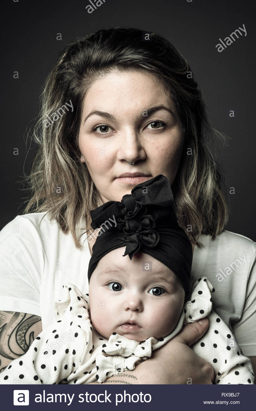 Magnifique Portrait mère et fille de bébé Banque D'Images