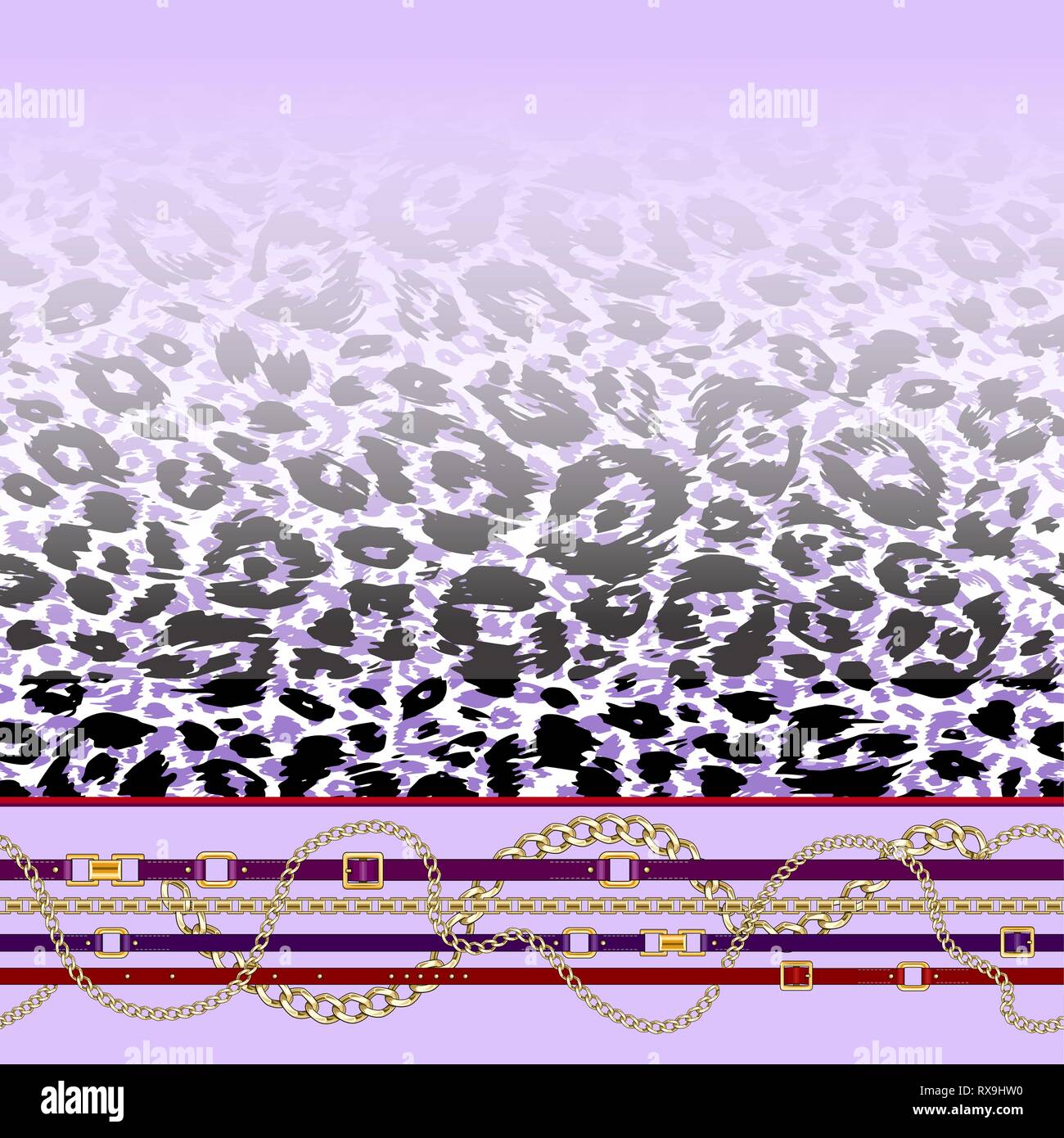 Abctract structure transparente avec les courroies, la chaîne sur le fond lumineux de la peau animale pour le tissu. Répéter la mode leopard print. Illustration de Vecteur