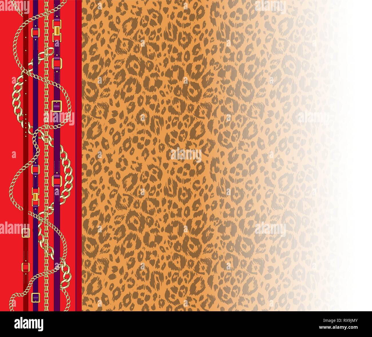 Abctract structure transparente avec les courroies, la chaîne sur le fond lumineux de la peau animale pour le tissu. Répéter la mode leopard print. Illustration de Vecteur