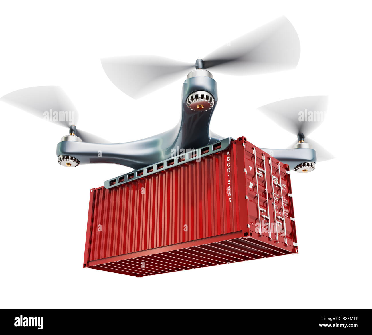 Drone avec le conteneur. Livraison rapide et un concept de transport de  marchandises, rendu 3D Photo Stock - Alamy