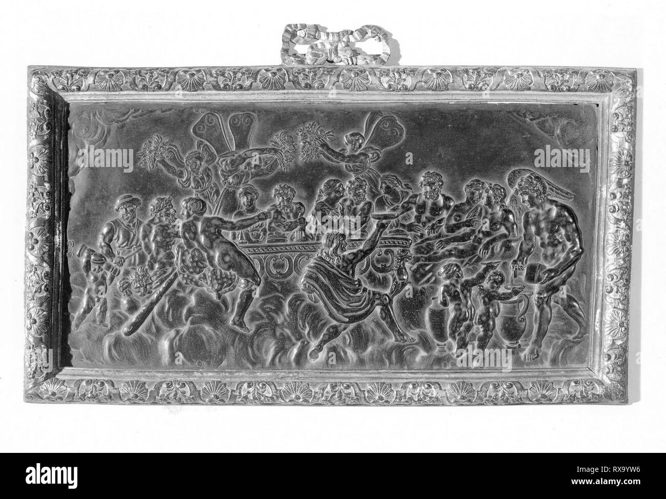 Scène du Banquet mythologique. Le français. Date : 1675-1685. Dimensions : 22,9 × 40 × 15 cm (9 3/4 in.). Le bronze. Origine : Français. Musée : le Chicago Art Institute. Banque D'Images