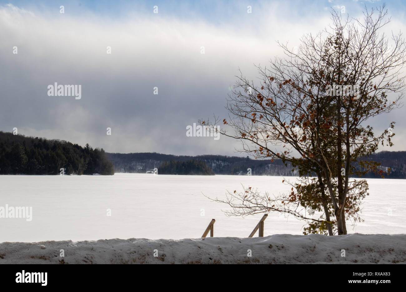 Lac gelé dans Haliburton Highlands Banque D'Images