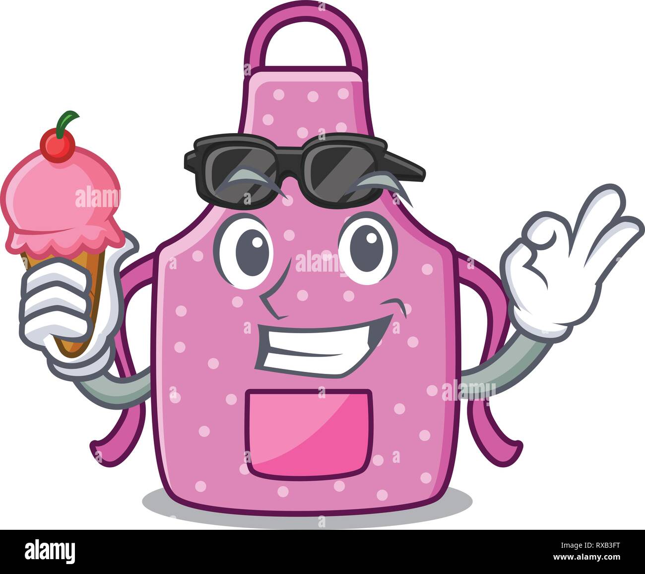 Tablier de cuisine avec de la crème glacée dans la mascot prix Illustration de Vecteur