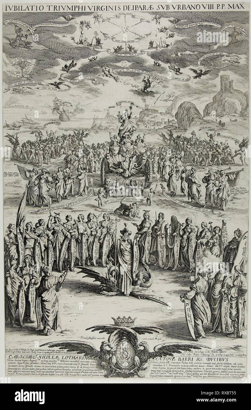 Le Triomphe de la Vierge. Jacques Callot ; français, 1592-1635. Date : 1624. Dimensions : 554 × 357 mm. Gravure sur papier. Origine : France. Musée : le Chicago Art Institute. Banque D'Images