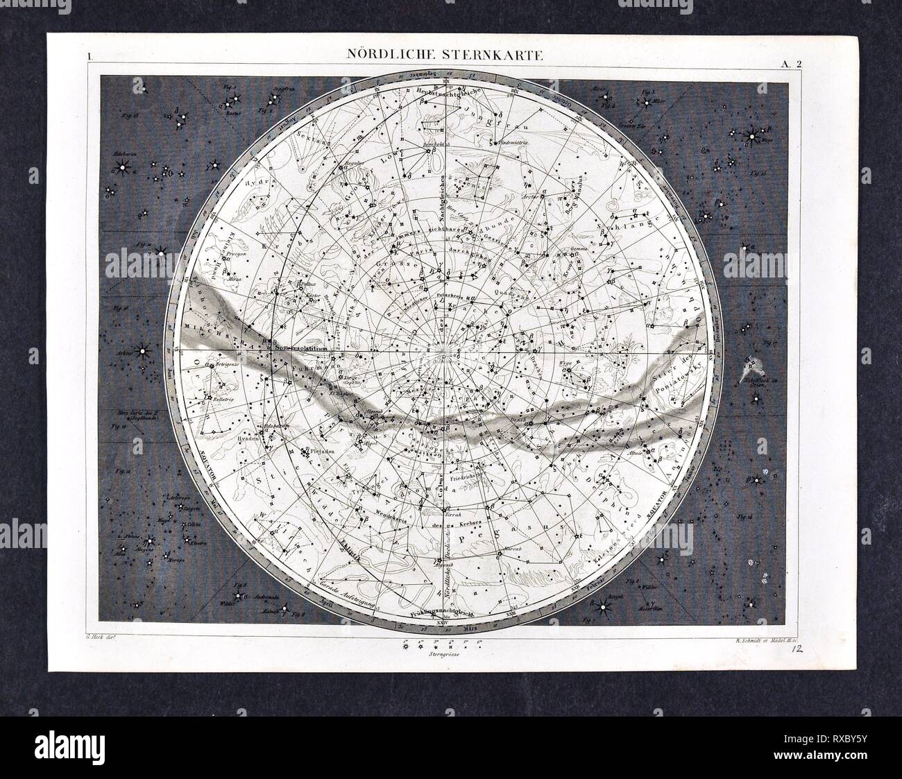 1849 Les photos Astronomie Star carte des constellations du ciel du Nord Banque D'Images