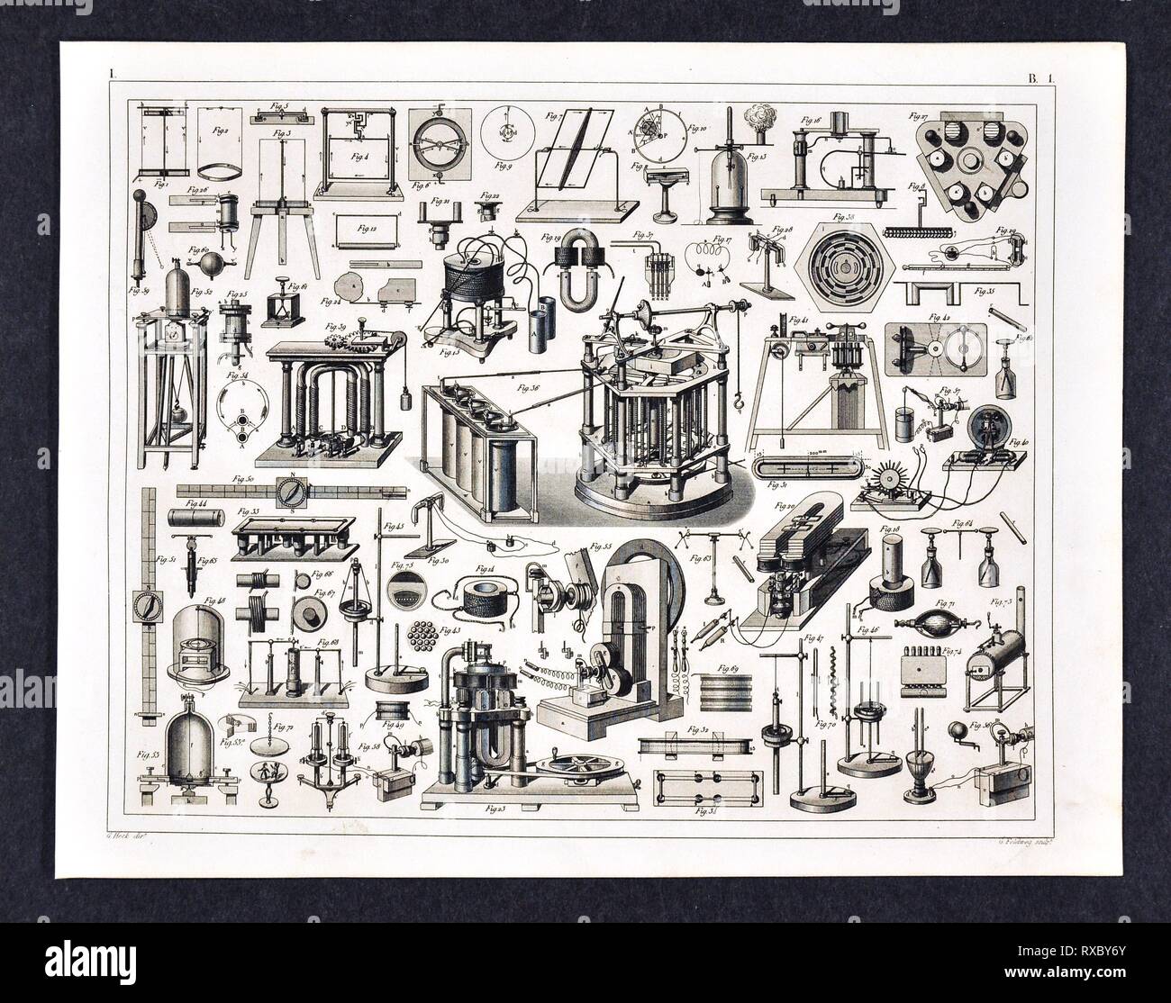 1849 Les photos Atlas imprimer du matériel scientifique et des appareils utilisés dans le laboratoire pour diverses expériences scientifiques Banque D'Images