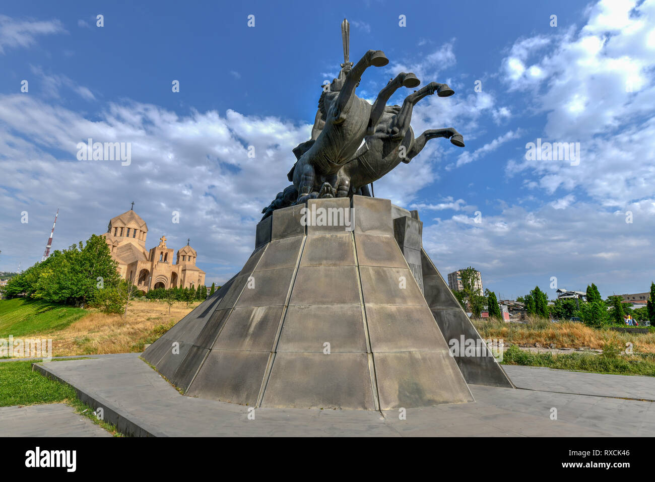 Monument au commandant Andranik (Ozanyan Zoravar Andranik) à Erevan, Arménie. Il était un commandant militaire et une figure clé de la nation Arménienne Banque D'Images