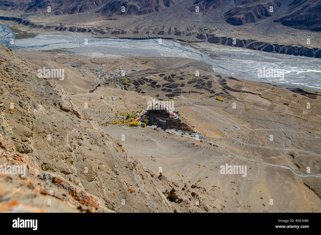Monastère de clés, le Spiti Valley, l'Himachal Pradesh. Banque D'Images