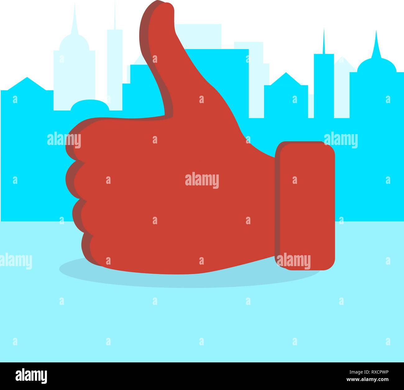 Comme le pouce vers le haut en ville. Comme la toxicomanie, bouton dans le monde message pour le chat, vector illustration Illustration de Vecteur