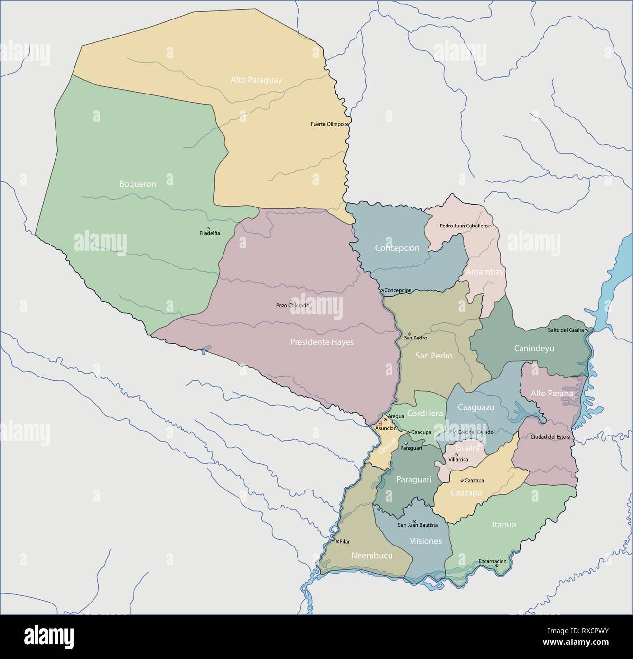 Carte du Paraguay Illustration de Vecteur
