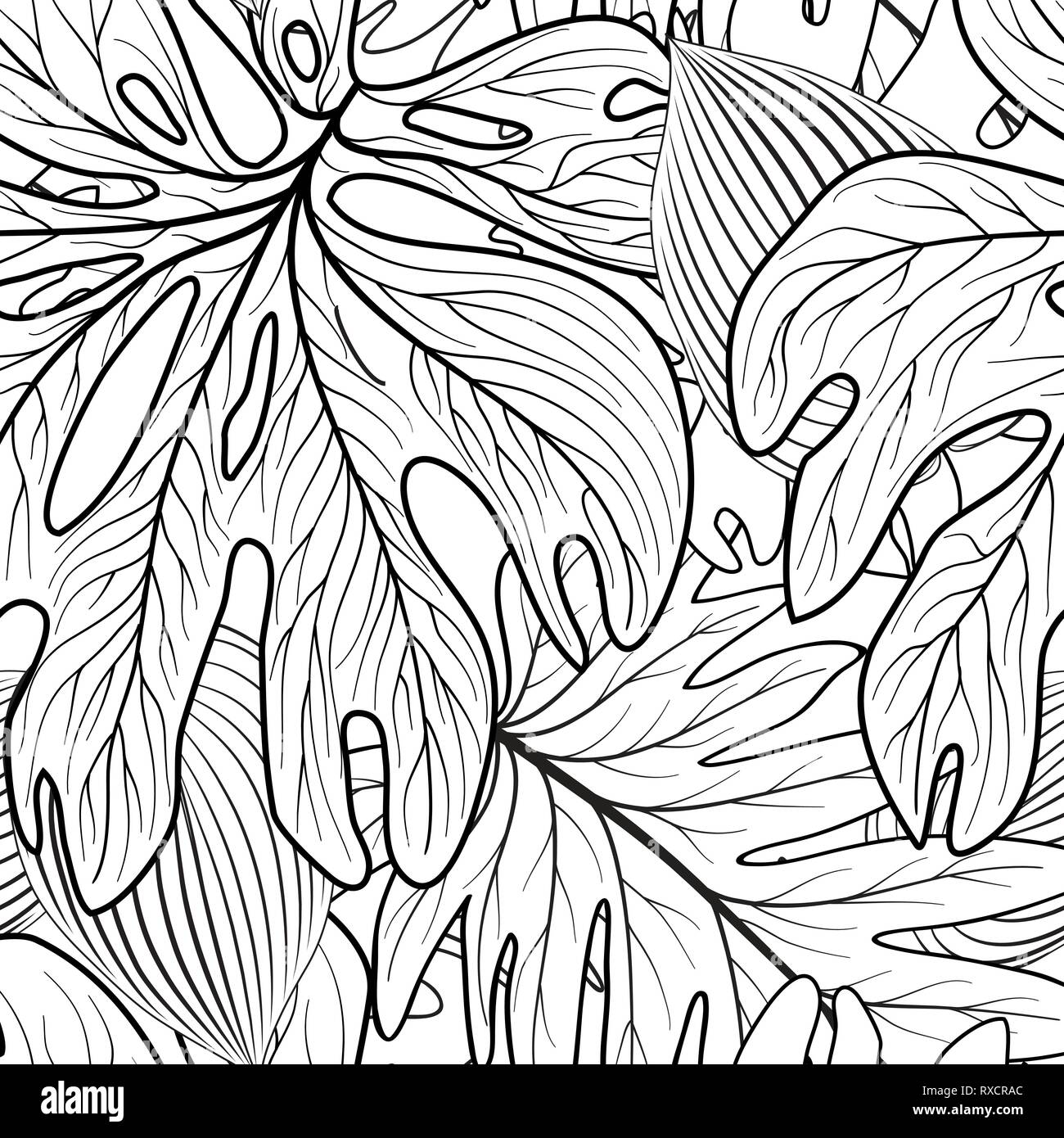 Transparente Floral pattern. Quitte l'arrière-plan. Jardin Tropical leaf line art toile fond Illustration de Vecteur