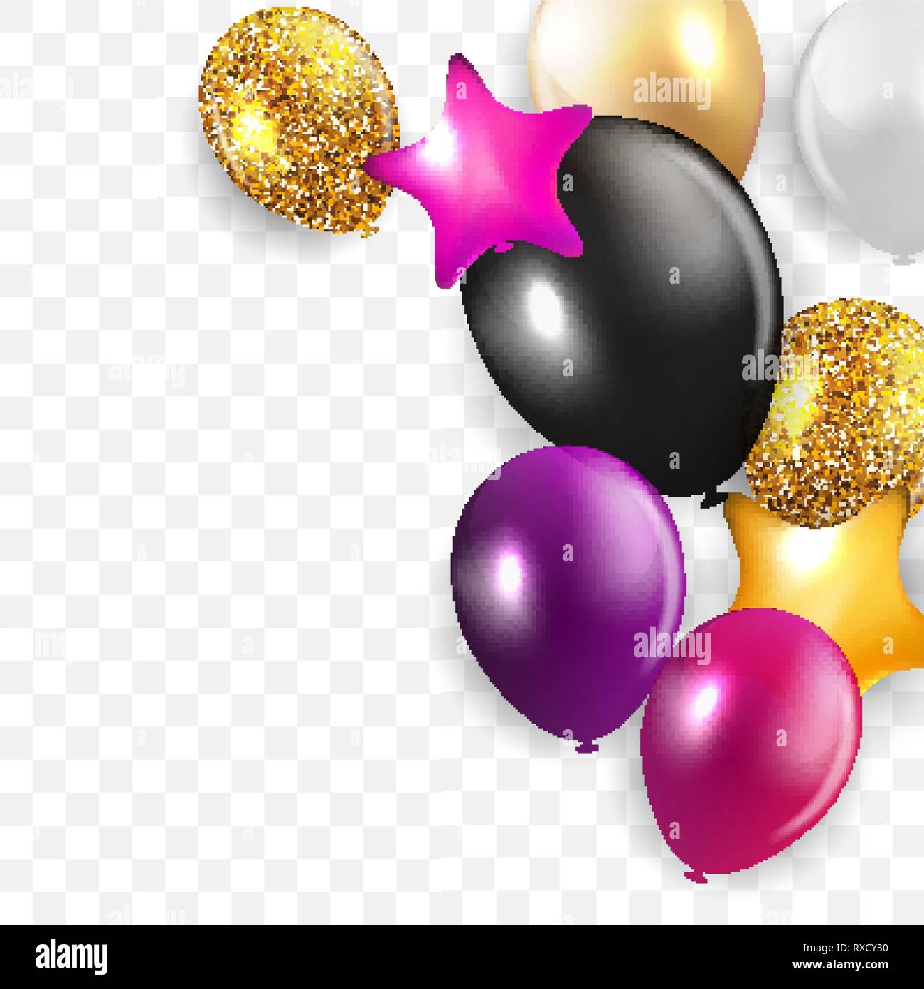 Joyeux Anniversaire Brillant Concept Avec Des Ballons Isole Sur Fond Transparent Illustration Vecteur Eps10 Image Vectorielle Stock Alamy