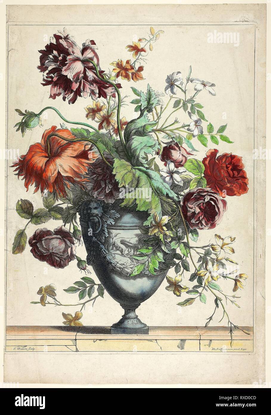 Vape Bleu. Jean Baptiste Monnoyer ; français, 1636-1699. Date : 1651-1699. Dimensions : . À la main, gravure sur papier. Origine : France. Musée : le Chicago Art Institute. Banque D'Images