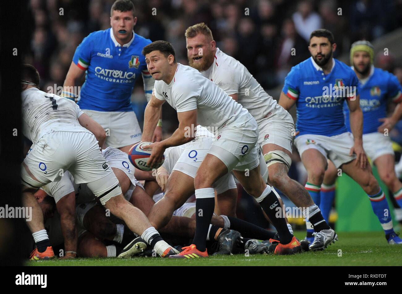 Londres, Royaume-Uni. 09Th Mar, 2019. Londres, Royaume-Uni. 09Th Mar, 2019.Ben Youngs (Angleterre). L'Angleterre V Italie. Six nations rugby Guinness. Le stade de Twickenham. Credit : Sport en images/Alamy Live News Banque D'Images