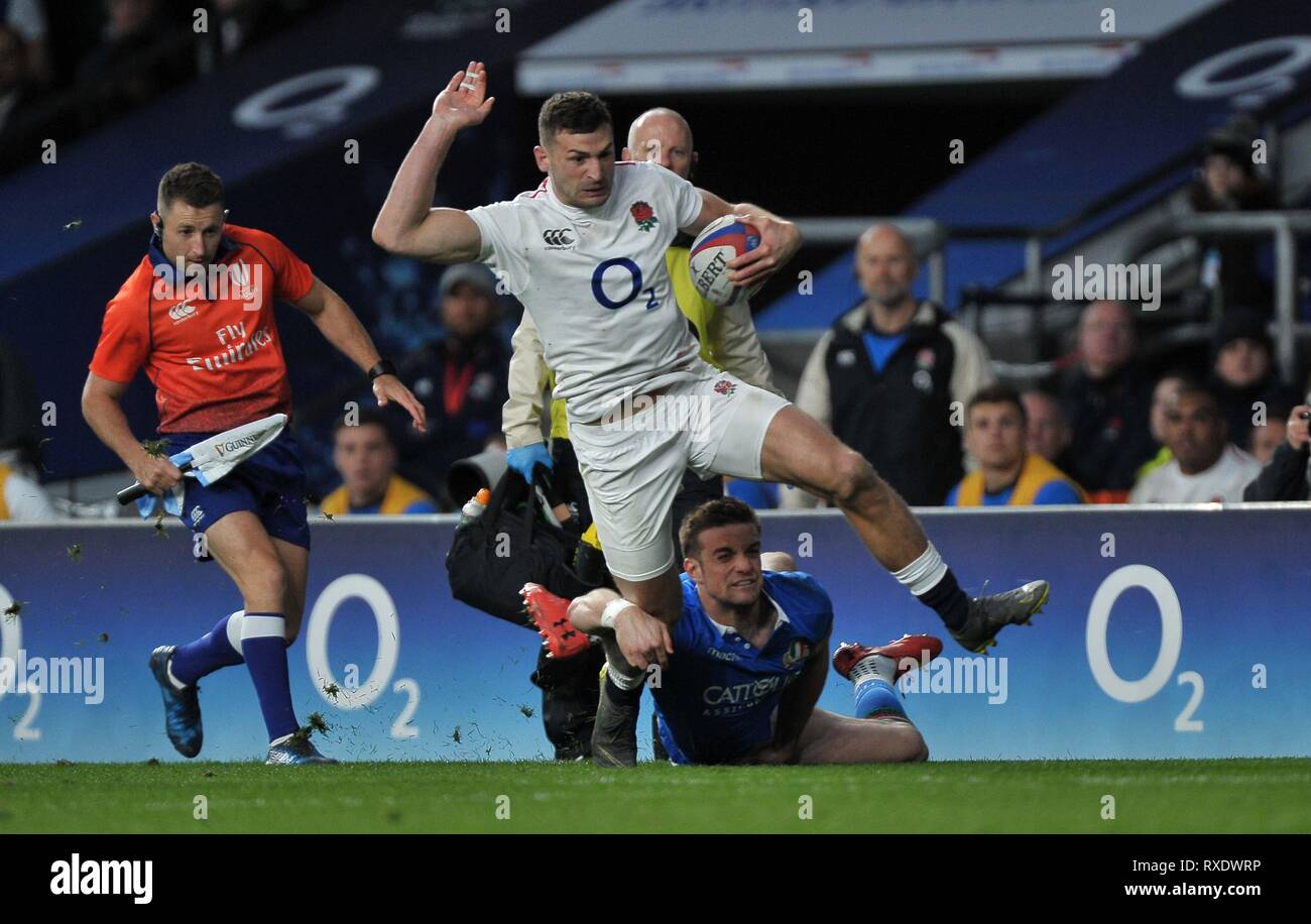 Londres, Royaume-Uni. 09Th Mar, 2019. Jonny Mai (Angleterre). L'Angleterre V Italie. Six nations rugby Guinness. Le stade de Twickenham. Credit : Sport en images/Alamy Live News Banque D'Images
