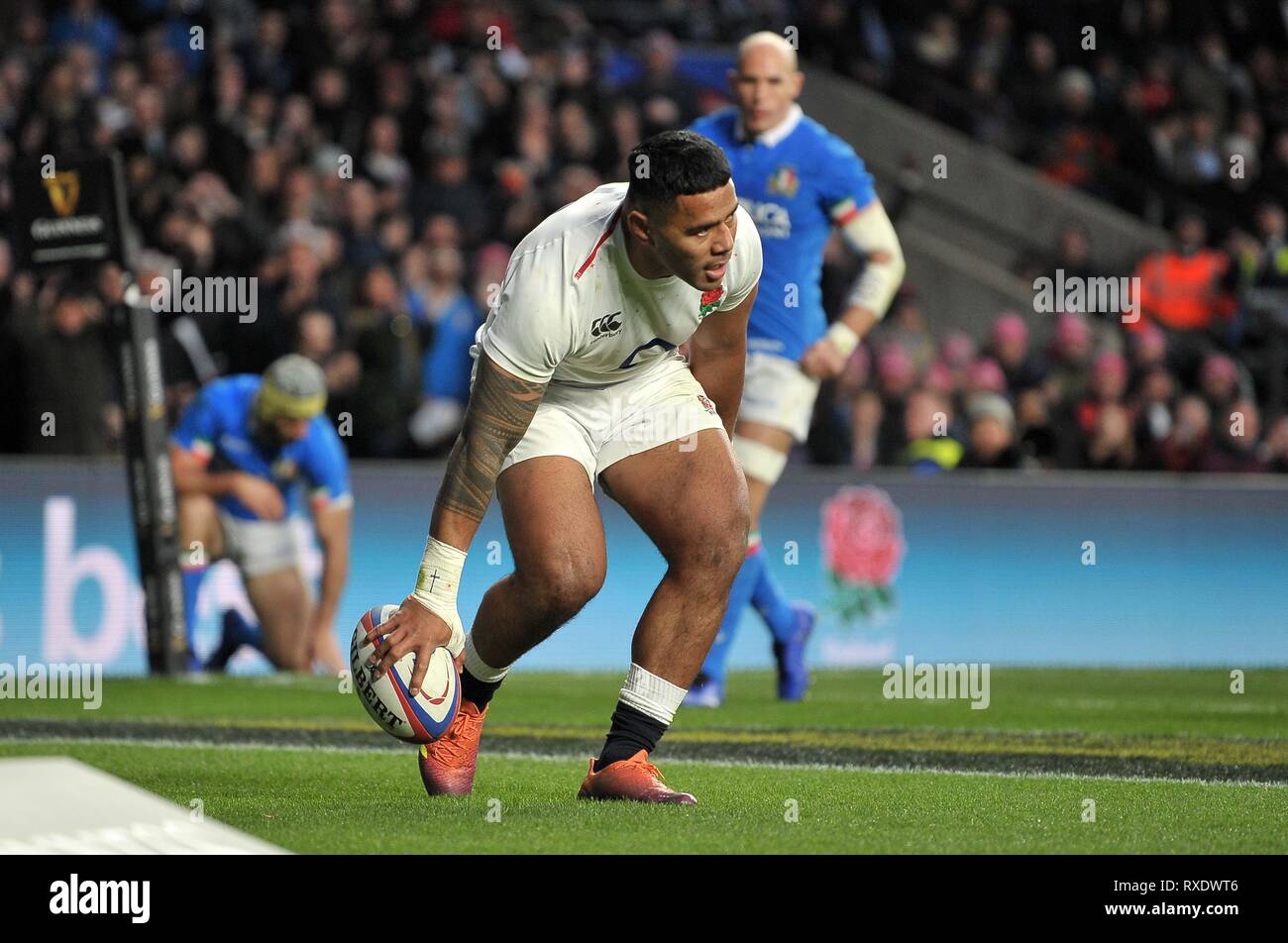 Londres, Royaume-Uni. 09Th Mar, 2019. Manu Tuilagi (Angleterre). L'Angleterre V Italie. Six nations rugby Guinness. Le stade de Twickenham. Credit : Sport en images/Alamy Live News Banque D'Images