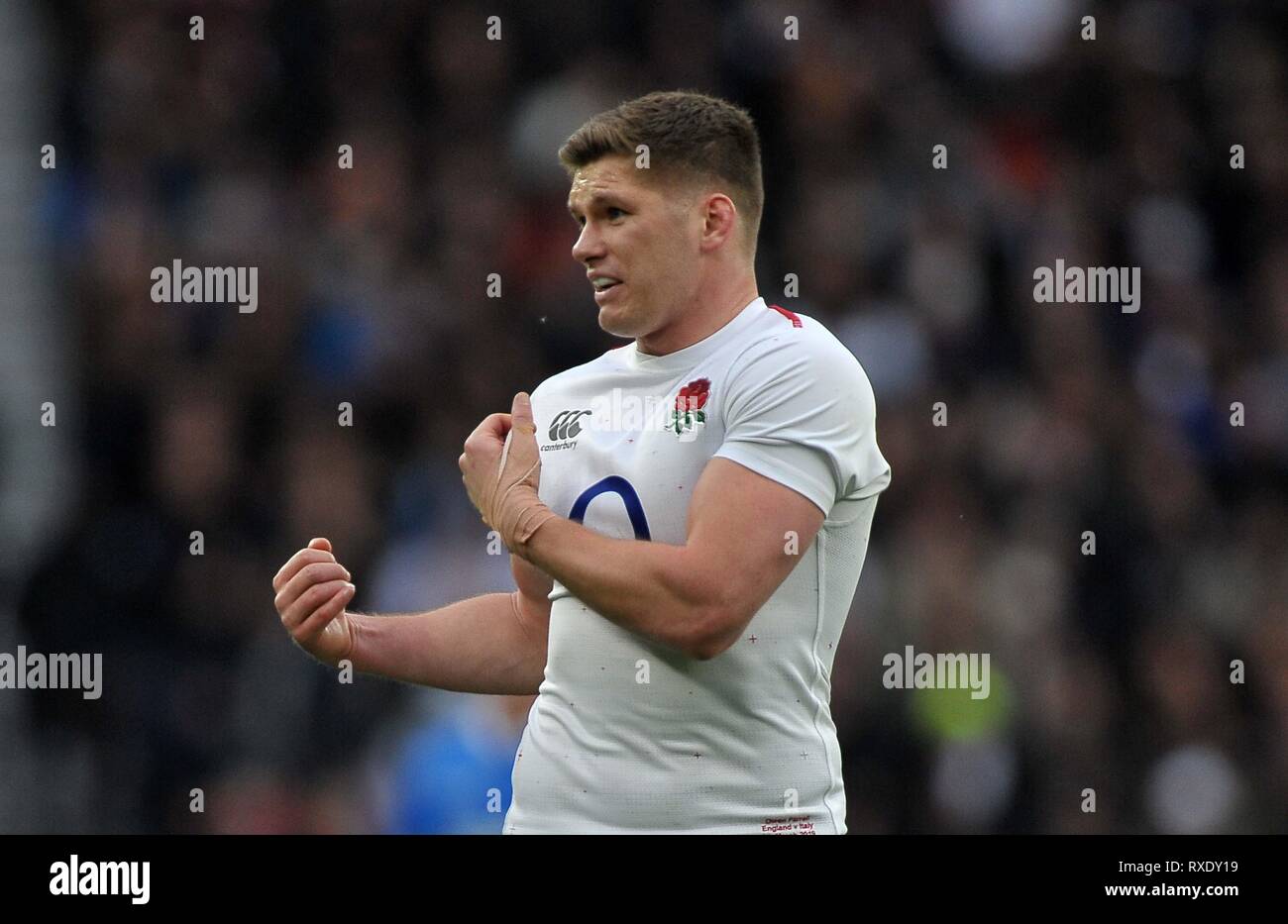 Londres, Royaume-Uni. 09Th Mar, 2019. Owen Farrell (Angleterre, capitaine). L'Angleterre V Italie. Six nations rugby Guinness. Le stade de Twickenham. Credit : Sport en images/Alamy Live News Banque D'Images