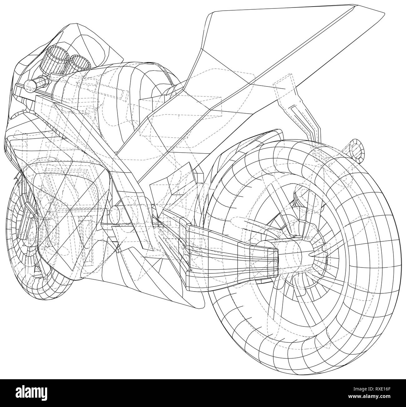 Technique Moto Sport de fil de fer. Le rendu 3D de vecteur Illustration de Vecteur