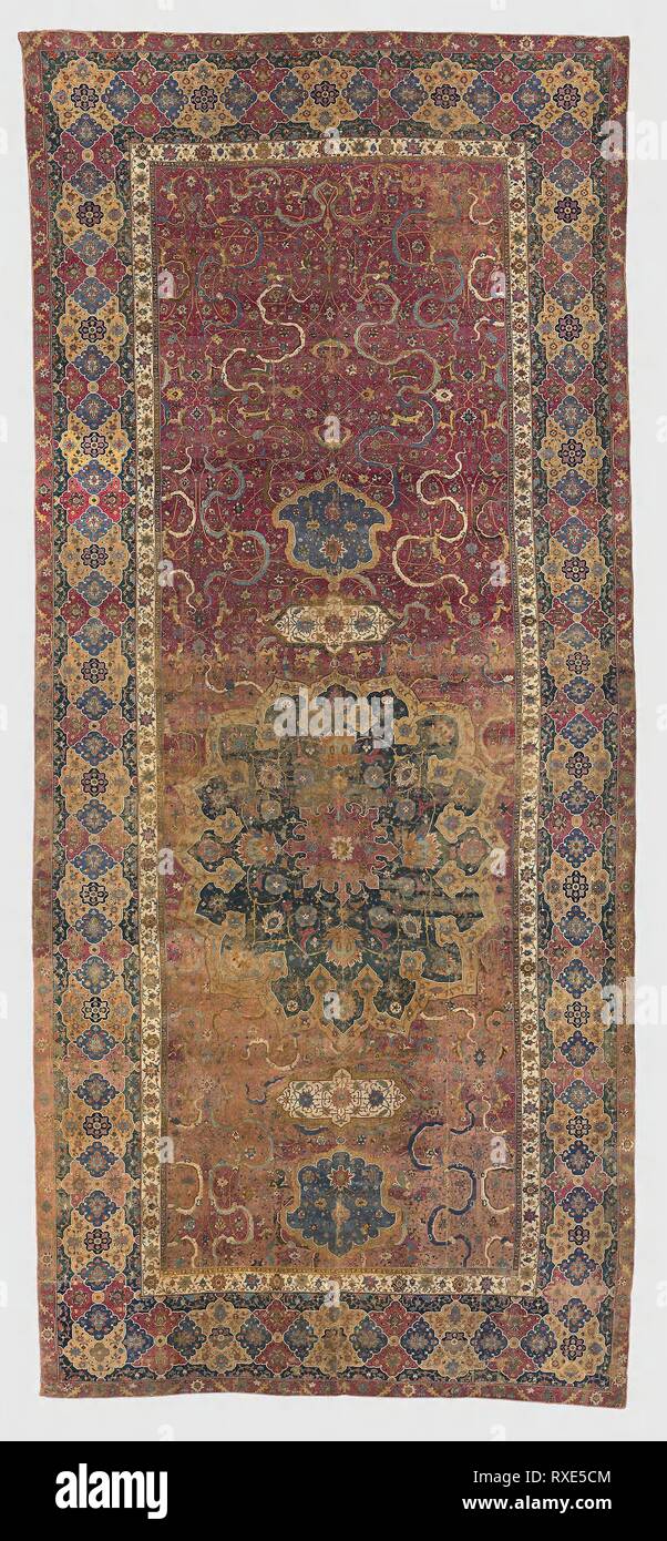 Tapis. La Perse, Tabriz. Date : 1601-1625. Dimensions : 990,6 × 434,3 cm (390 × 171 in.). Le coton et la laine, tissage ordinaire avec des trames d'emballage supplémentaire formant coupés au moyen d'une technique connue sous le nom de 'Sehna noeuds'. Origine : Tabriz. Musée : le Chicago Art Institute. Auteur : islamique. Banque D'Images