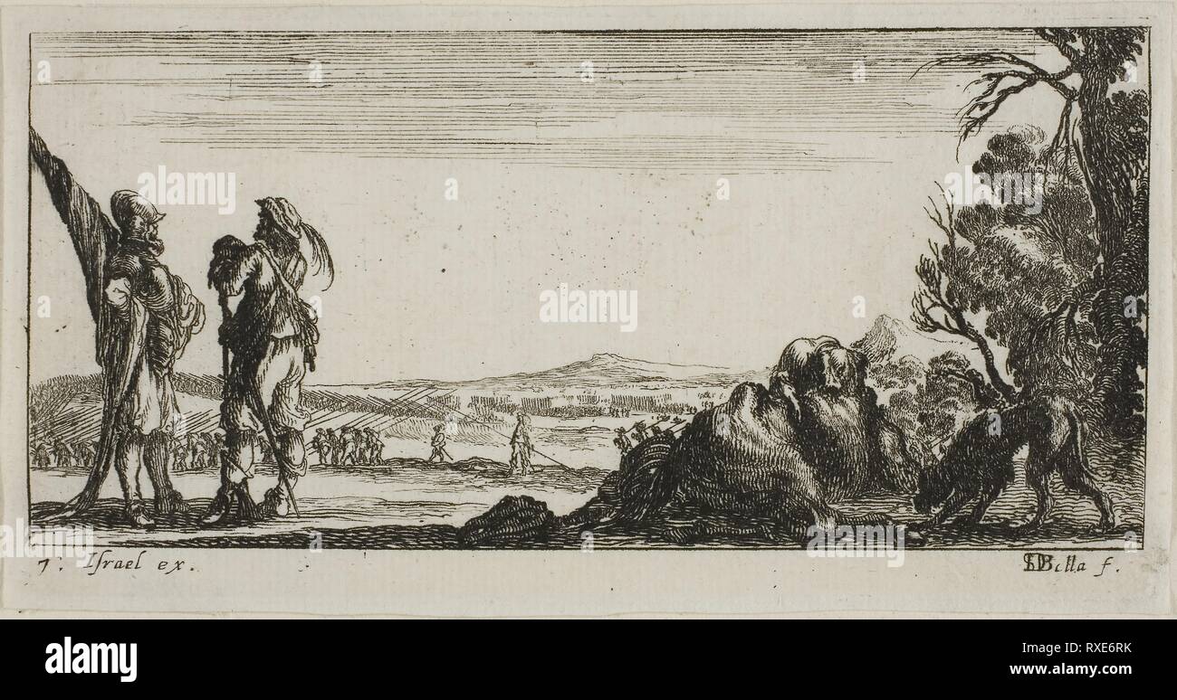 7 Plaque de dessins de plusieurs mouvements par des soldats. Stefano della Bella, italien, 1610-1664. Date : 1644. Dimensions : 56 x 123 mm (image) ; 64 x 125 mm (plaque) ; 66 x 129 mm (feuille). Gravure sur papier vergé ivoire. Origine : Italie. Musée : le Chicago Art Institute. Banque D'Images