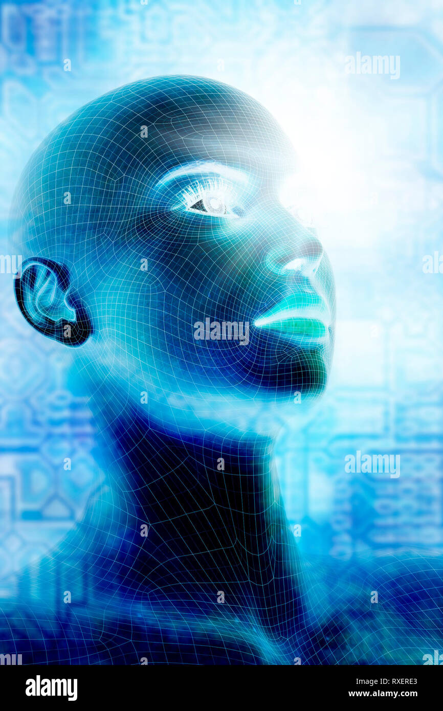 Concept pour l'intelligence artificielle et de singularité technologique Banque D'Images