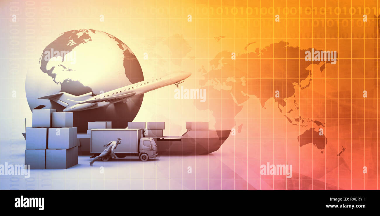 L'industrie de la gestion de la chaîne d'Abstract Background Concept Banque D'Images