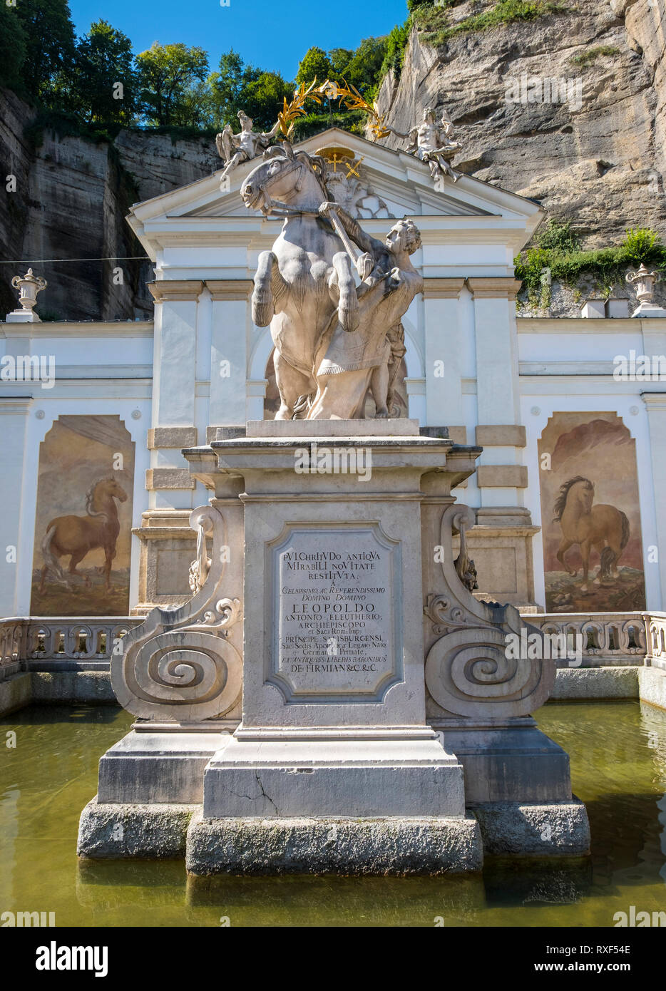 Le 17e siècle (l'étang) Pferdeschwemmme dans Karajan Carré de Salzbourg, Autriche, Europe Banque D'Images