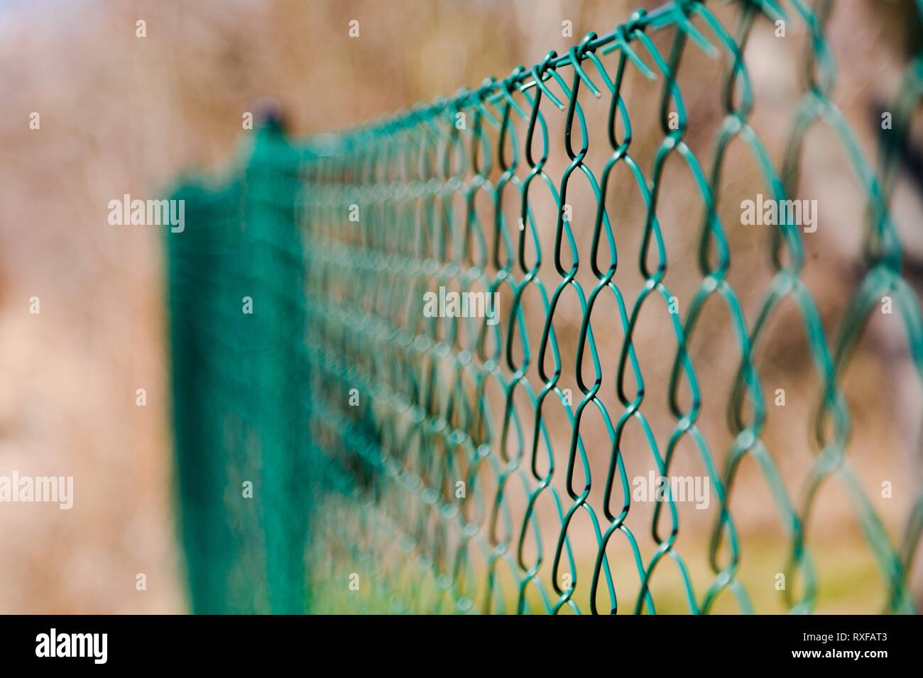 Détails de clôture enchaînés vert. L'accent peu profondes. Banque D'Images